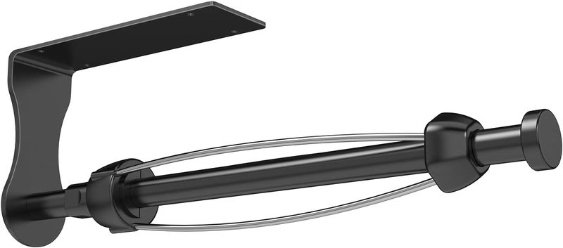 SetSail Paper Towel Holder, Single Hand Operable Paper Towel Holder Under Cabinet with Adjustable Damper, Easy Tear, Wall Mount, Self-Adhesive or Drilled for Kitchen Bathroom, Black - Image 1